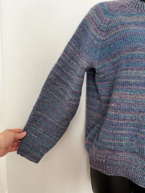 Handmade Heathered Wool Long Sleeve Cardigan, Size Medium - Picture 5 of 11